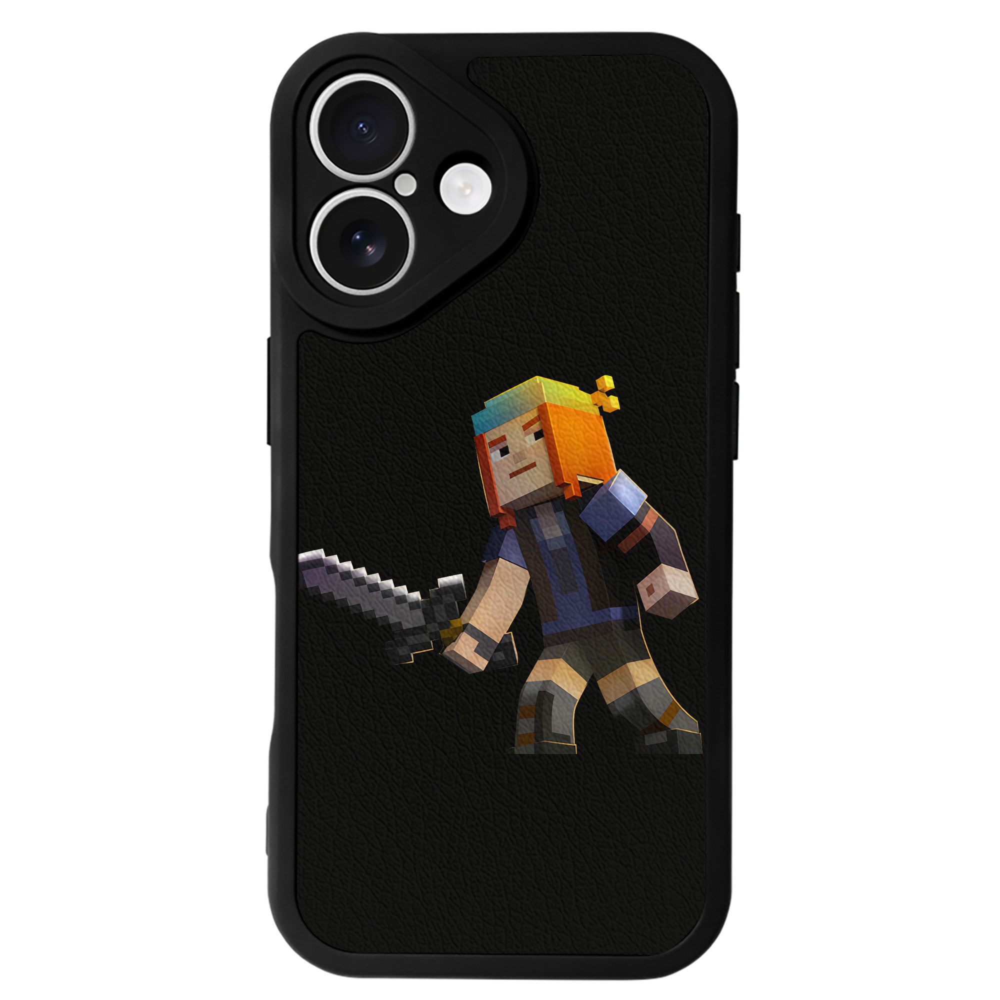 （画像用） マインクラフト ブロックの世界 Minecraft MC Block world 【iPhone 16シリーズ対応】シリコンスマホケース（レザー調） 材質：シリコン